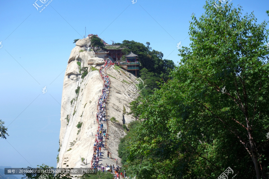 华山,山脊,游客,步道,险峻