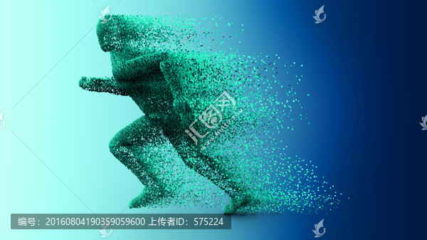 人奔跑碎片飄散飛揚(yáng)