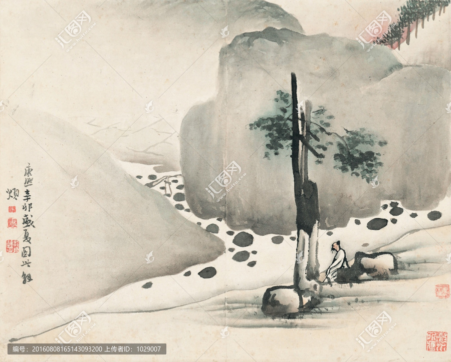 水墨山水國(guó)畫,明代,陳洪綬