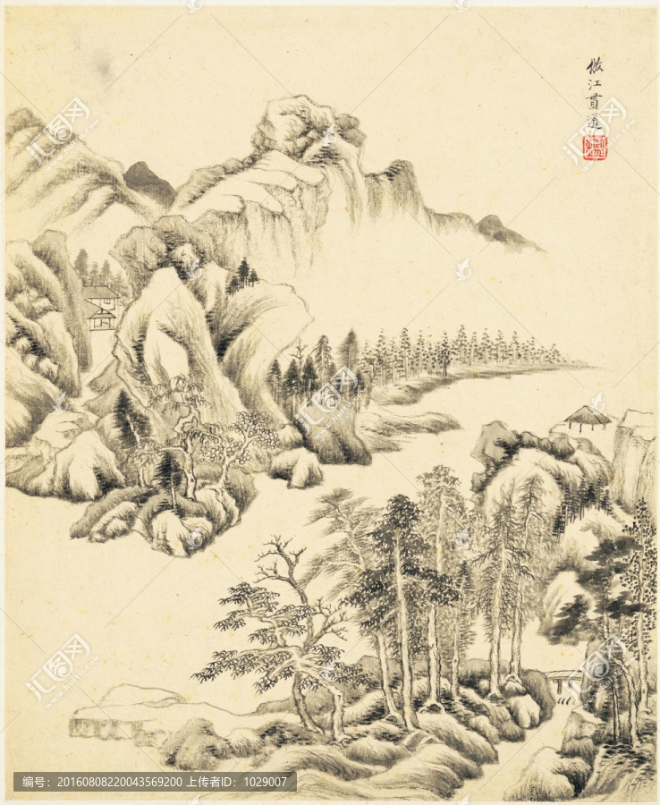 水墨山水風(fēng)景,明代,王鑒