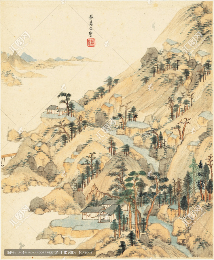 水墨山水風景,明代,王鑒