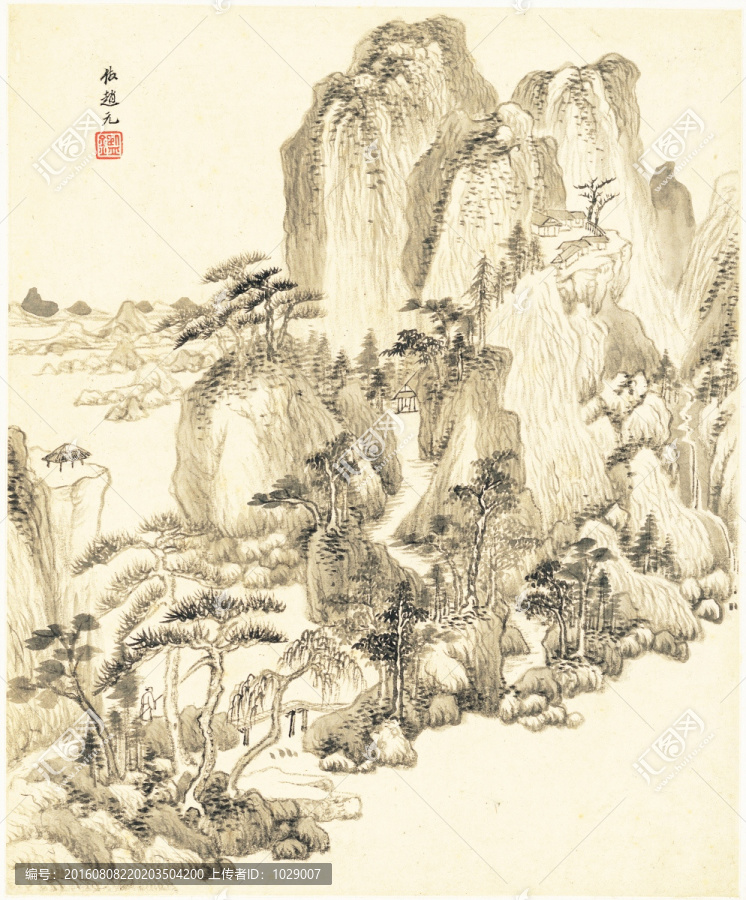 水墨山水風(fēng)景,明代,王鑒