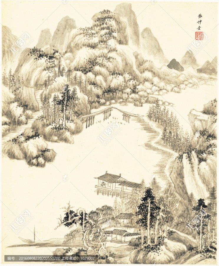 水墨山水風(fēng)景,明代,王鑒