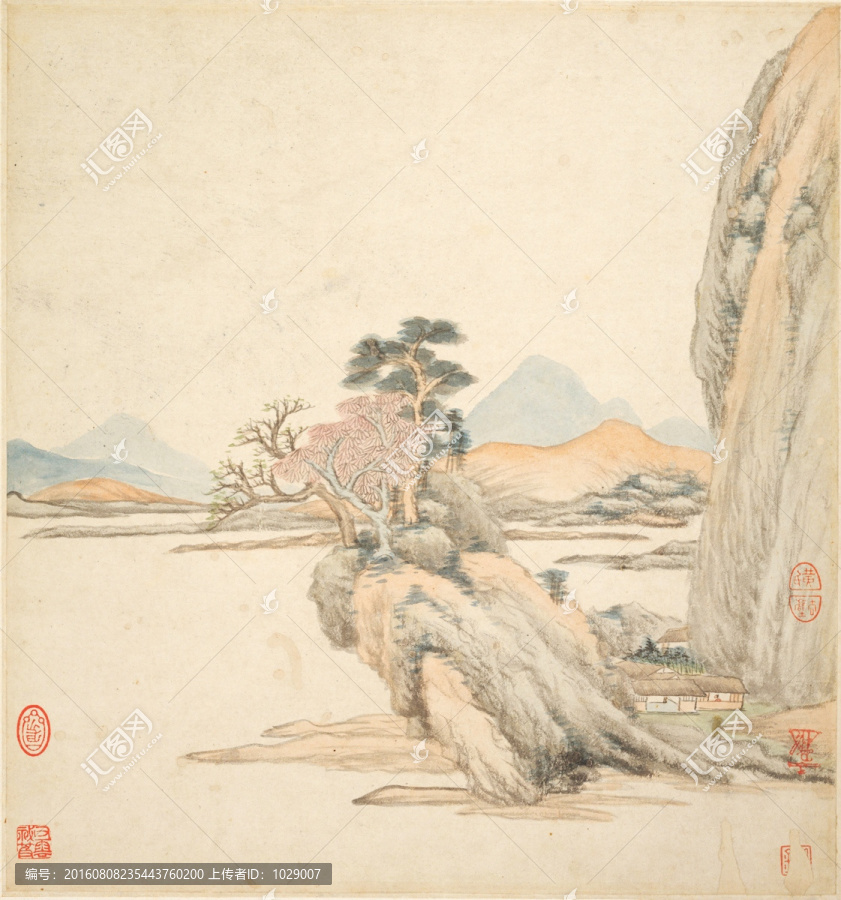 山水古代名畫(huà),明代,王鑒