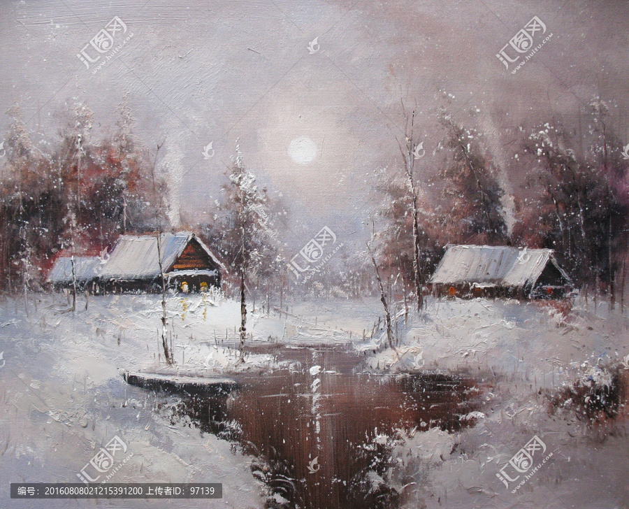 雪景油畫