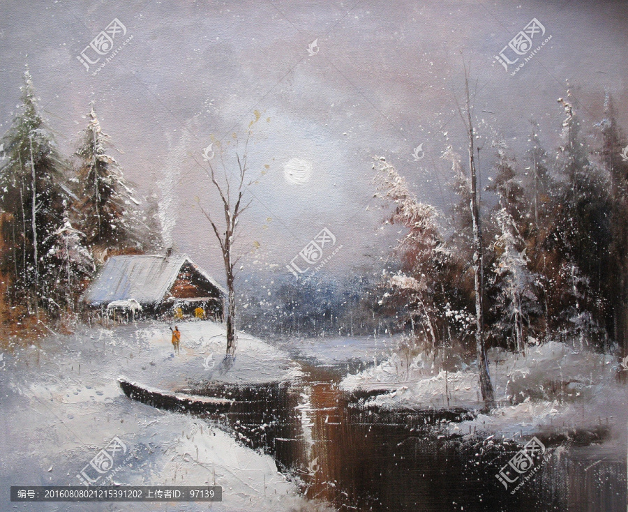 雪景油畫
