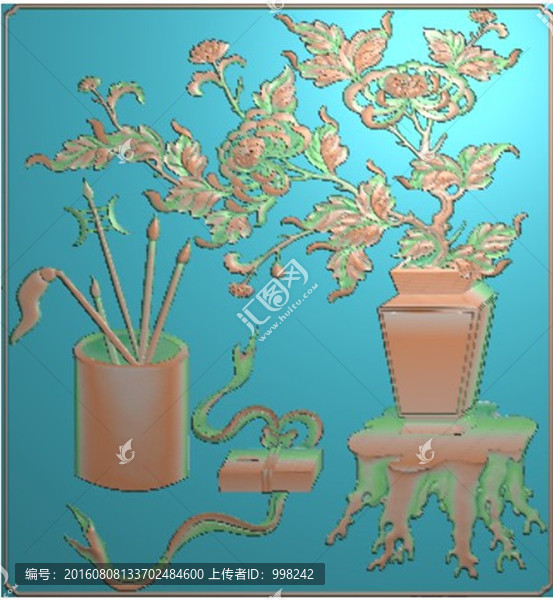 花瓶博古菊花