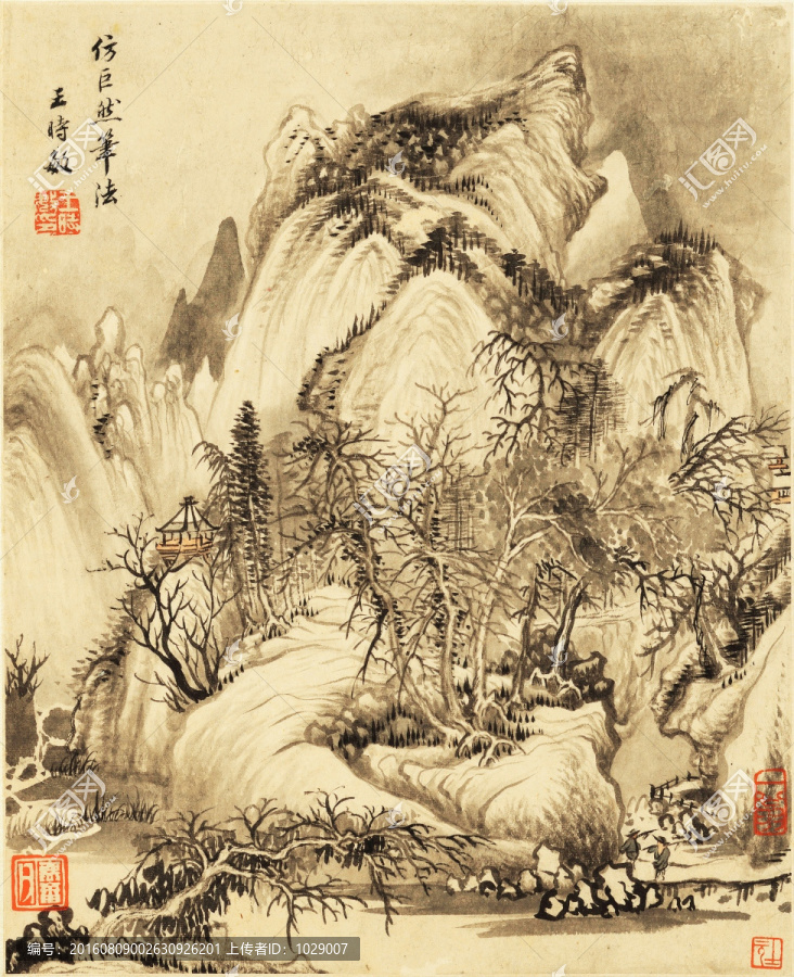 水墨山水意境國(guó)畫(huà),王時(shí)敏