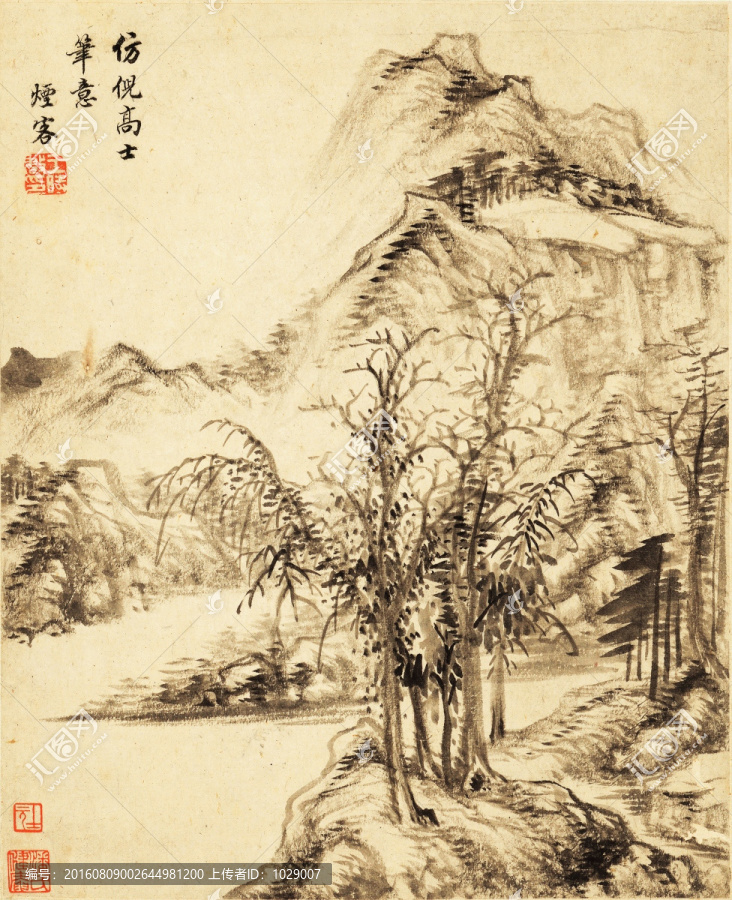 水墨山水意境國畫,王時敏