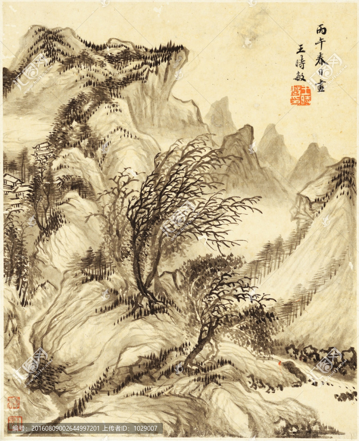 水墨山水意境國畫,王時敏