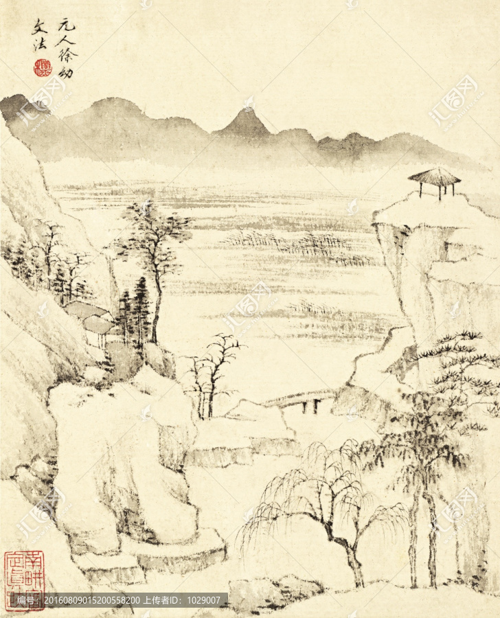 山水風(fēng)景國畫,清代,查士標(biāo)