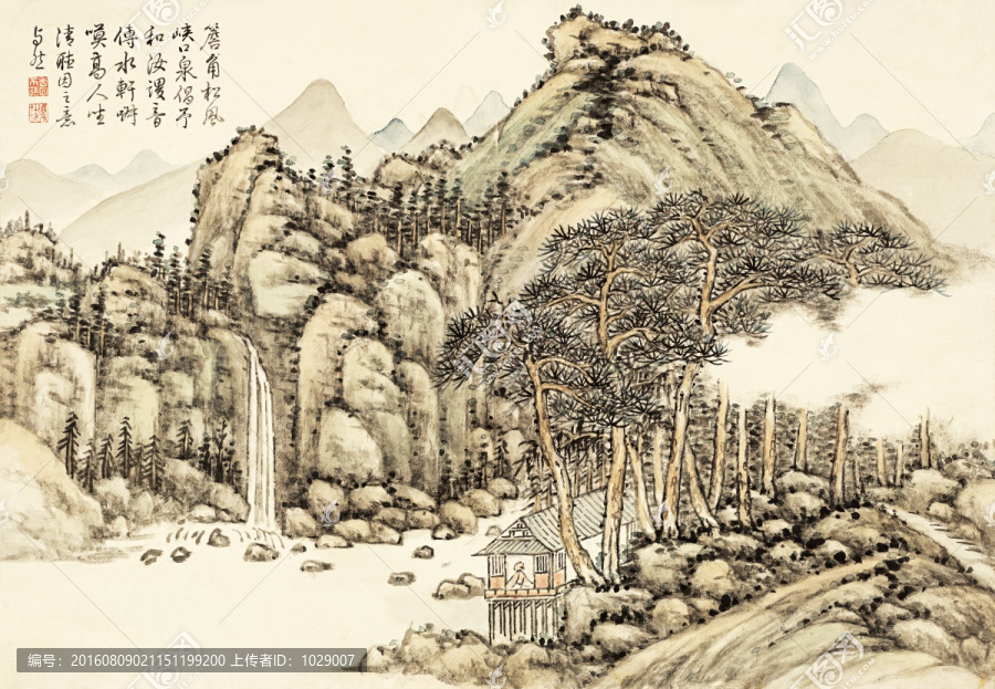 高清山水風(fēng)景國(guó)畫,清代,方琮