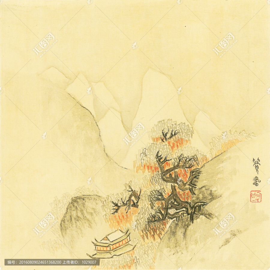 中式極簡山水風景畫