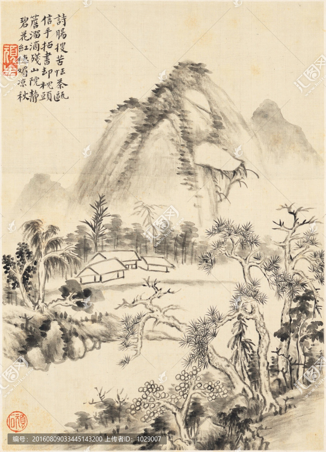 山水風(fēng)景國(guó)畫(huà),清代,華喦