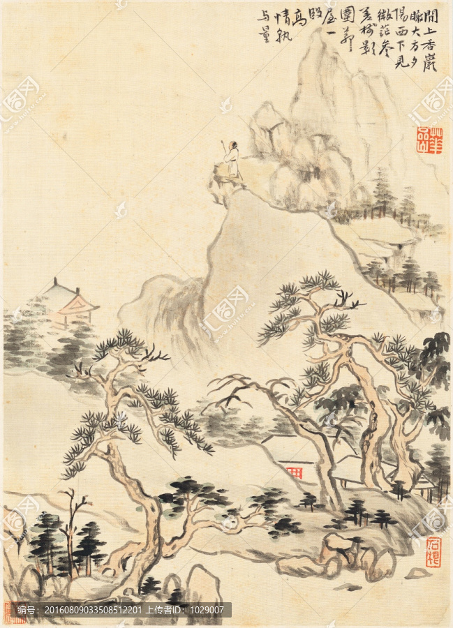 山水风景国画,清代,华喦