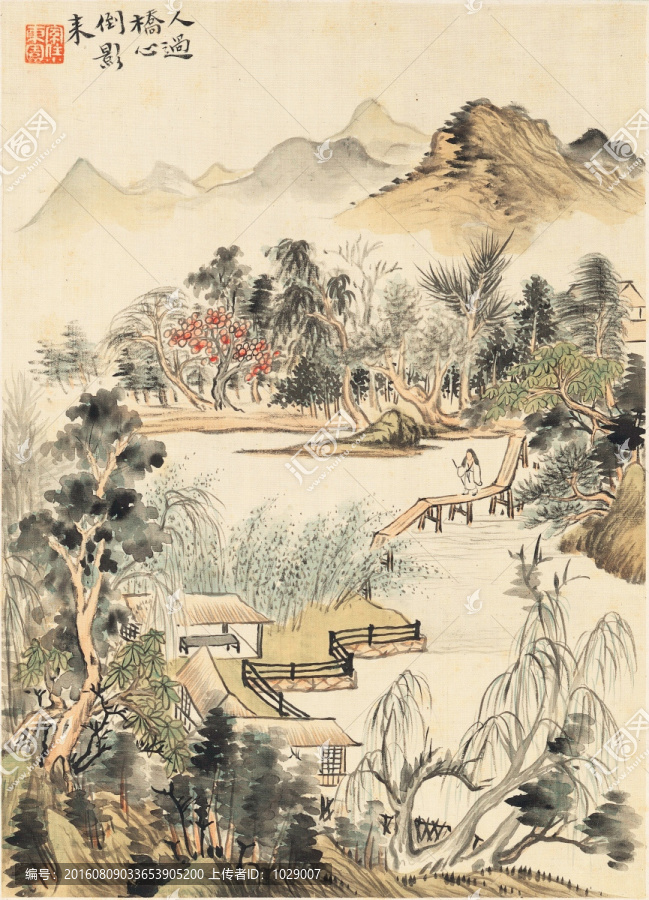 山水風景國畫,清代,華喦