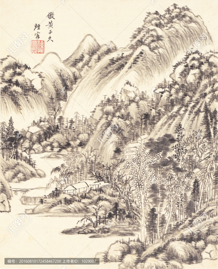 水墨山水畫,明末,王時(shí)敏