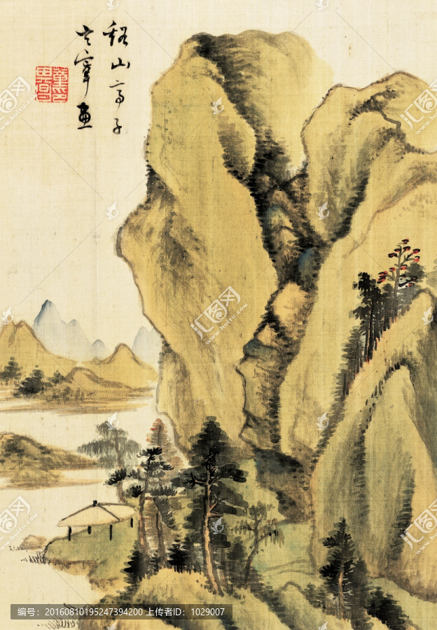 水墨山水古畫,明代,董其昌