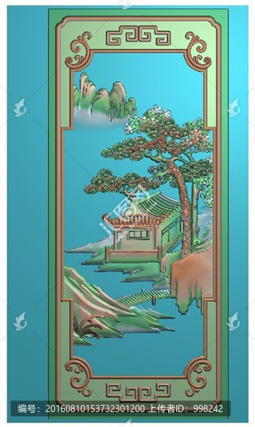 吉祥如意山水背板