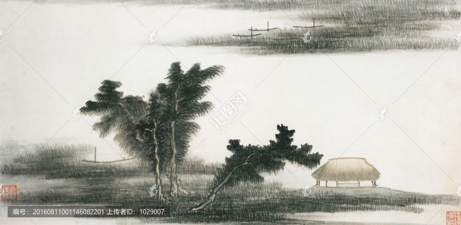 山水八景長(zhǎng)卷,清代,龔賢
