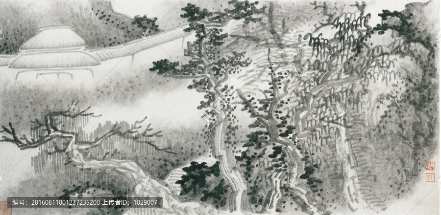山水八景長卷,清代,龔賢