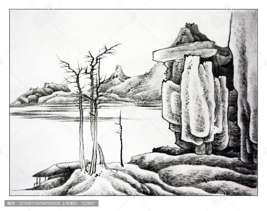 潑墨山水風景國畫,高清大圖