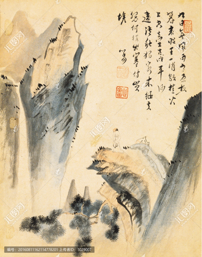 山水風景國畫,民國,溥儒