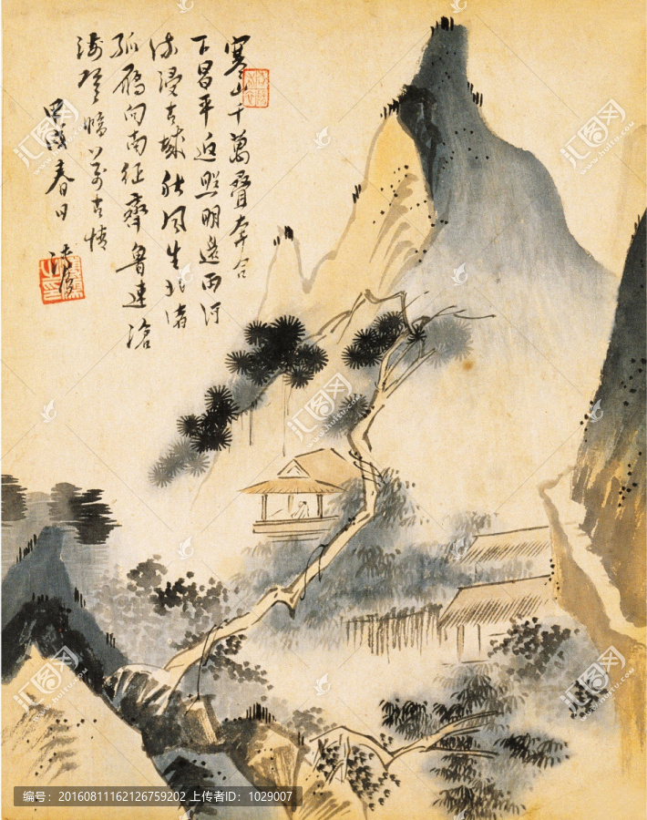 山水風(fēng)景國(guó)畫,民國(guó),溥儒