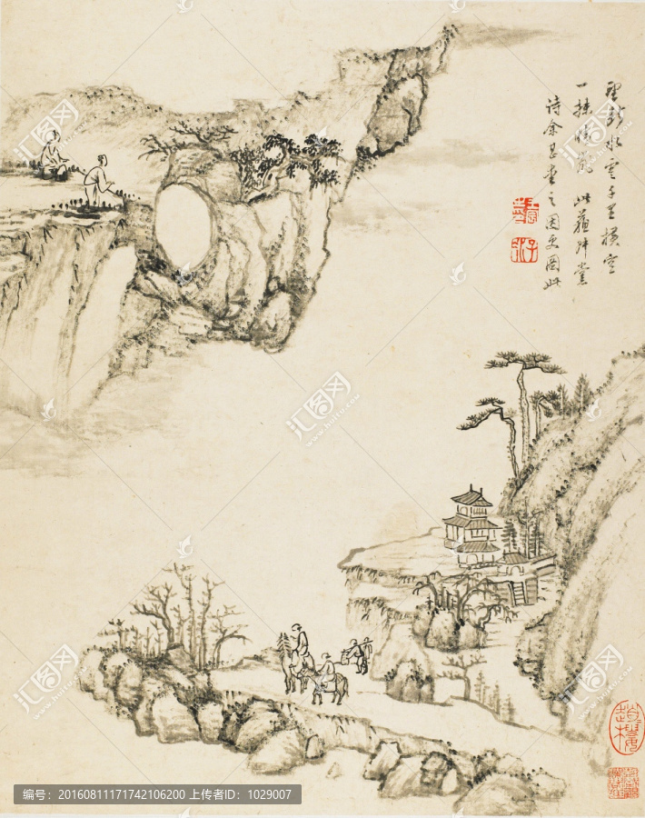 山水國畫,高清掃描