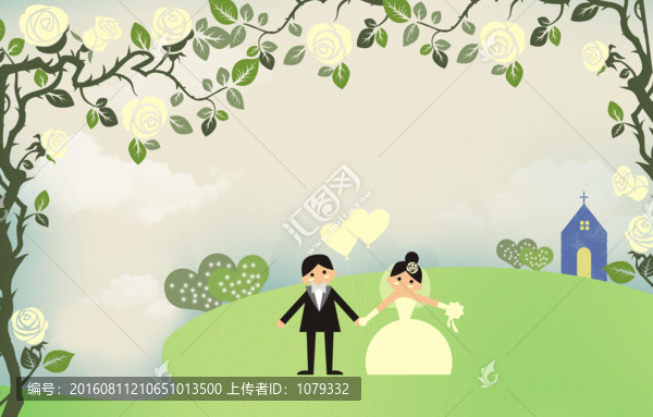 高清分層卡通,手繪,婚禮