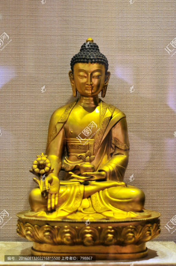 铜鎏金雕佛陀坐像