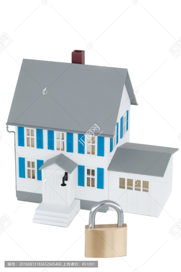 灰色房子模型和锁