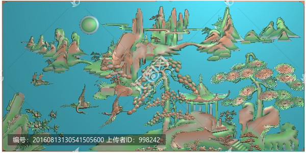 羅漢床山水風(fēng)景精雕圖