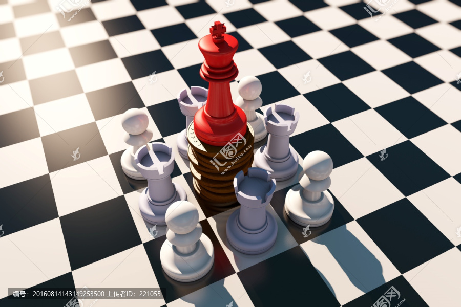 站在金幣上的國王棋子