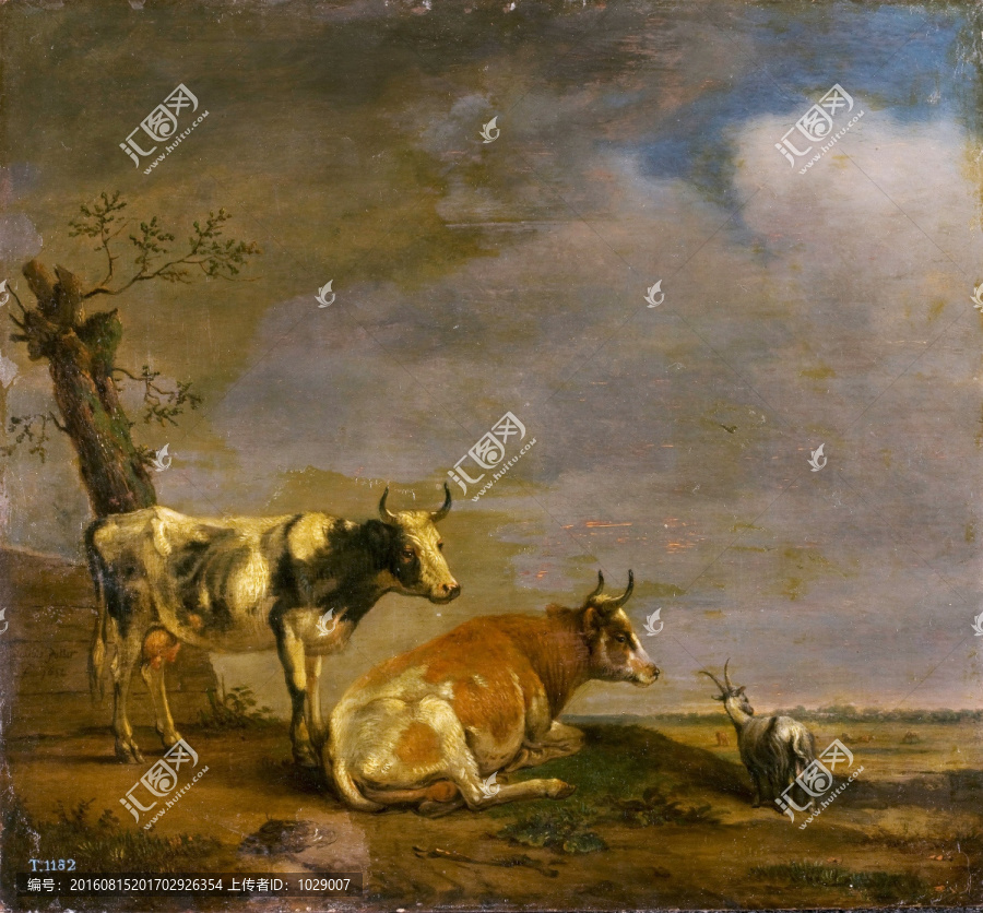 牛動物油畫