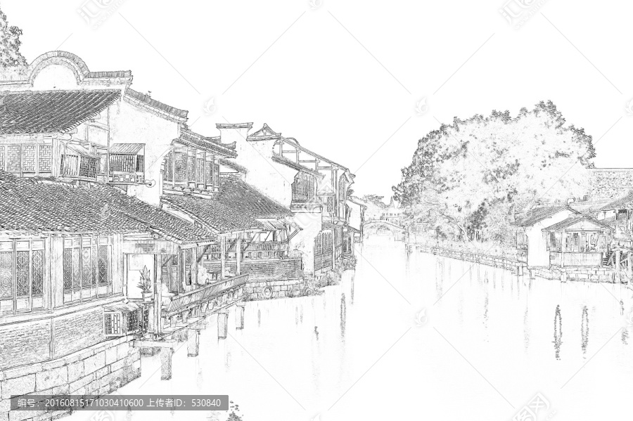 古鎮線描,,合層