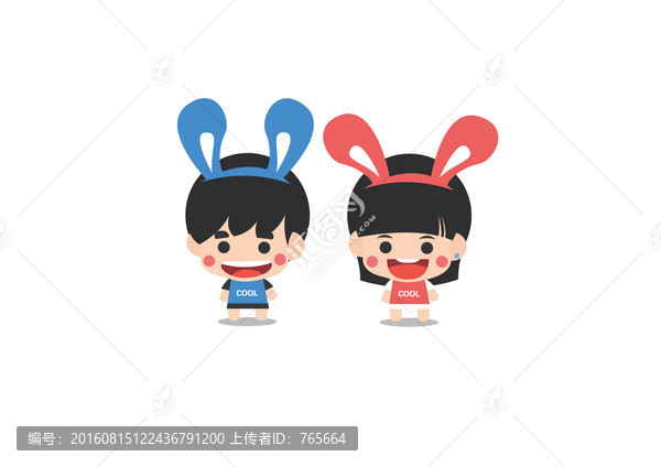 卡通小兔子可愛男孩女孩