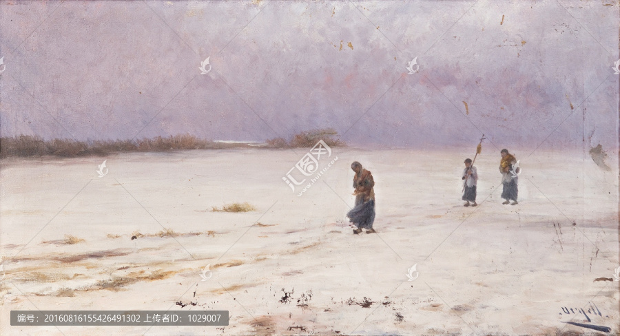 沙灘古典風(fēng)景油畫