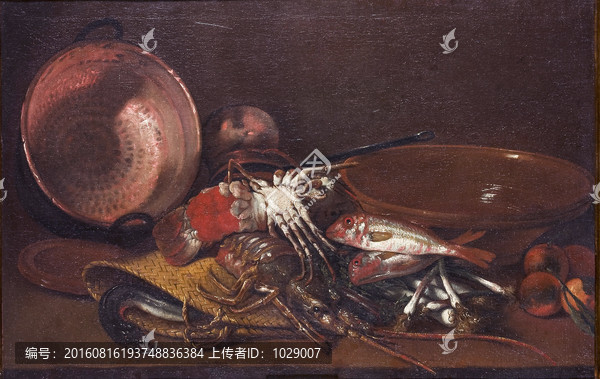 食物海鮮人物油畫
