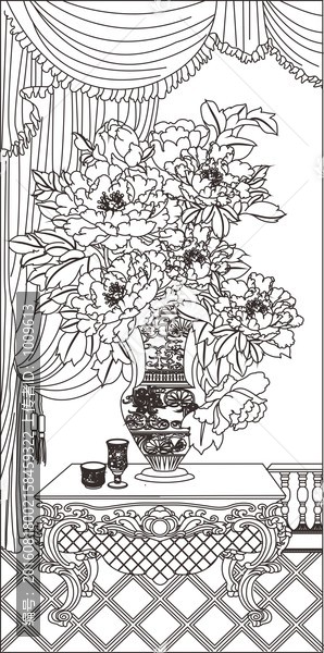 歐式牡丹花瓶