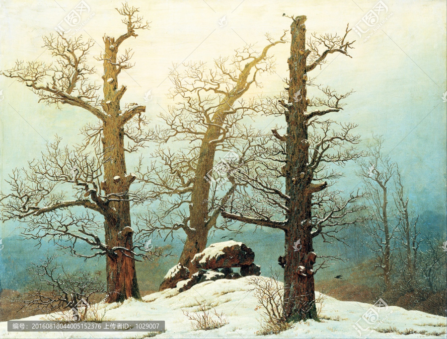 風(fēng)景油畫,雪地森林