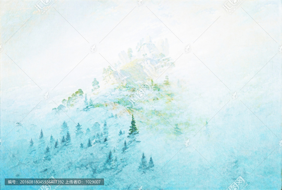 风景油画,雪山狂风