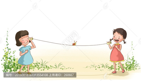 兒童插畫,傳話筒