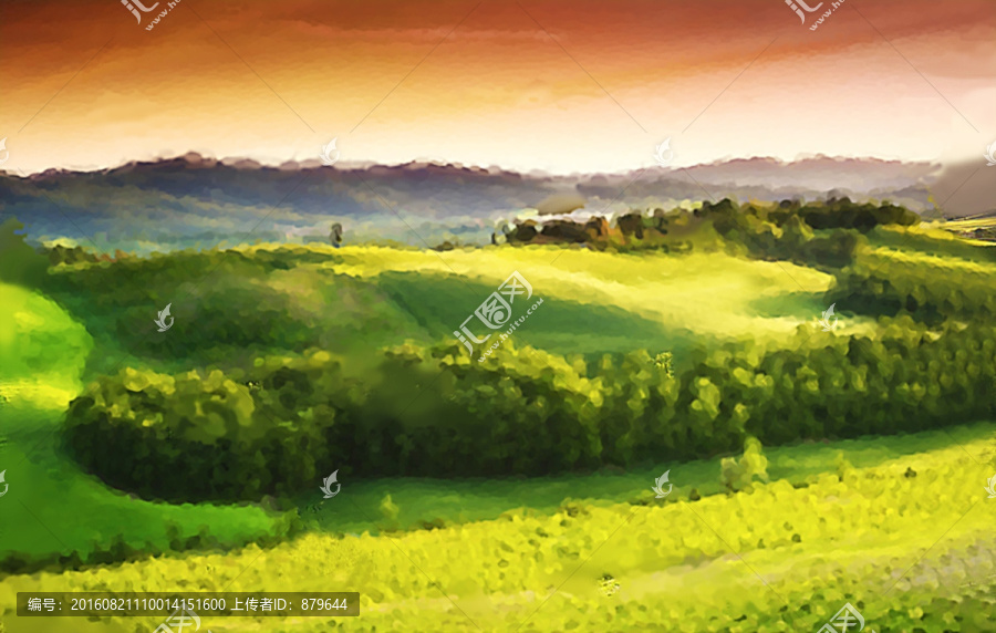 夕陽平原印象派裝飾畫
