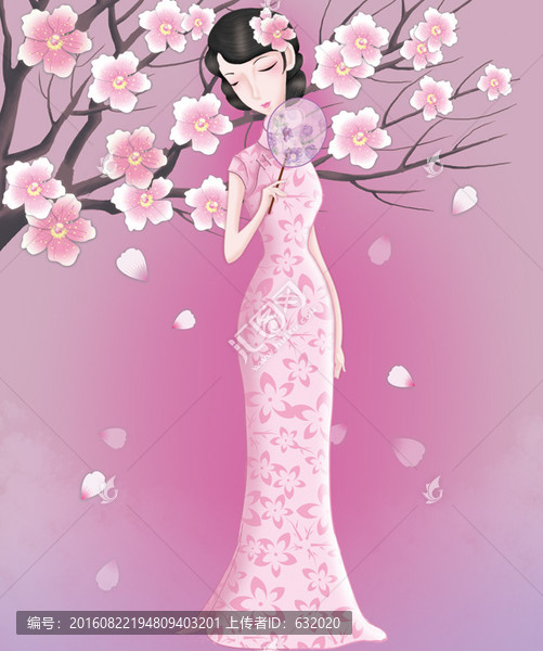 美容護(hù)膚廣告海報旗袍美女圖片
