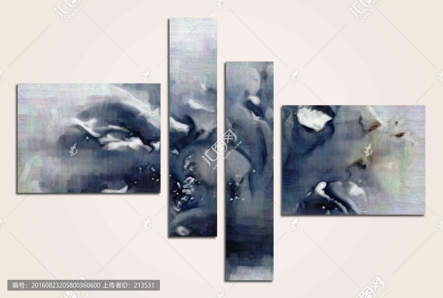 客廳無框畫,三聯(lián)抽象畫,抽象畫