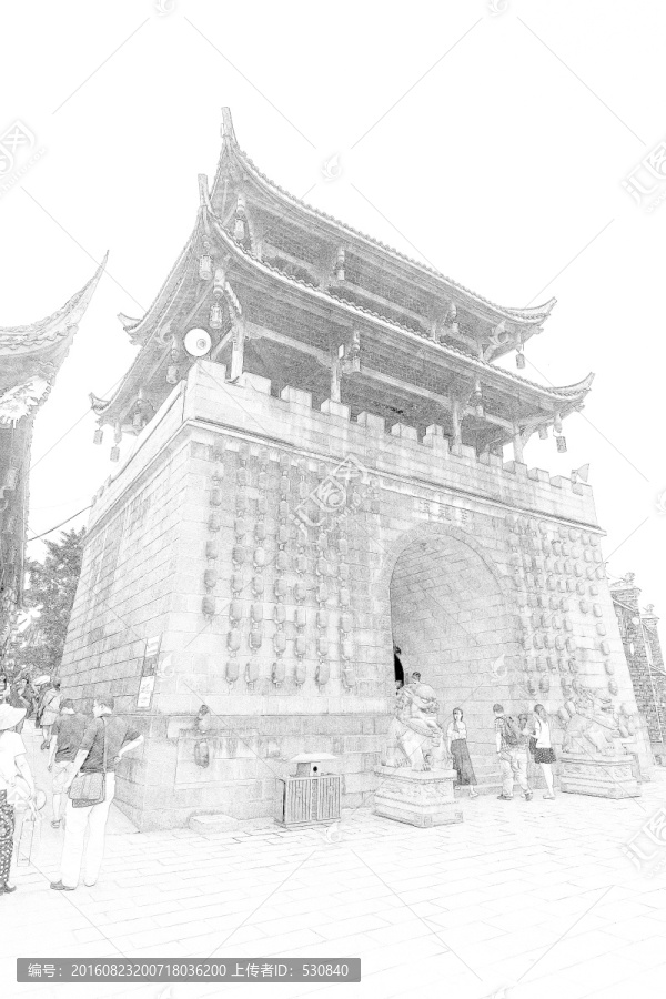 四川古鎮(zhèn)線描