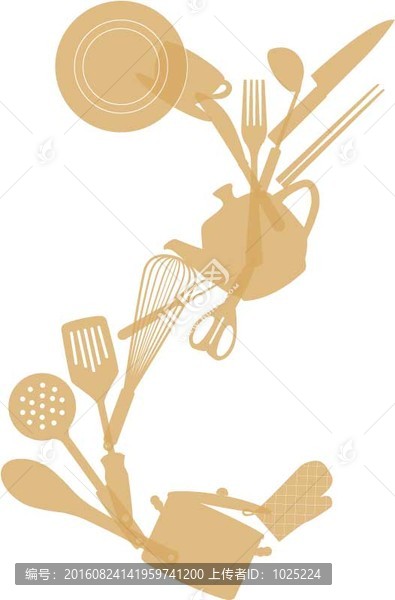 廚具,剪影,廚具組合,餐具