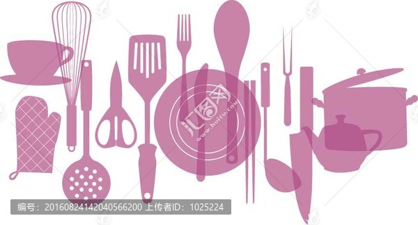 廚具,剪影,廚具組合,餐具