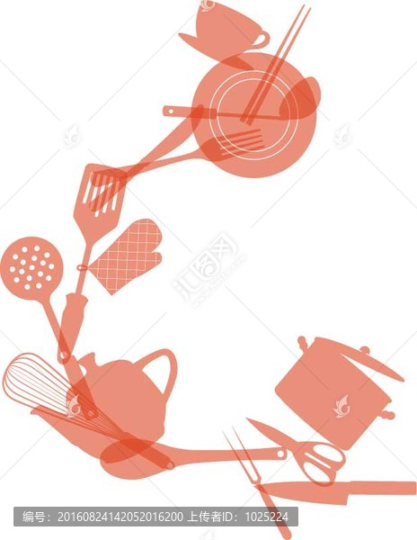 廚具,剪影,廚具組合,餐具